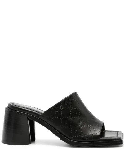 Marine Serre Leather Heel Mules In Black