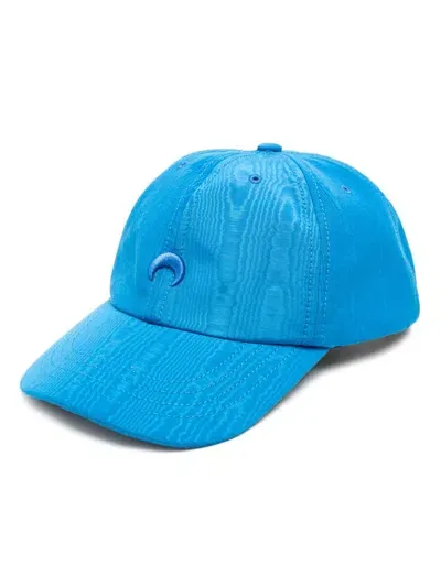 Marine Serre Logo-embroidered Moire-effect Cap In Blue