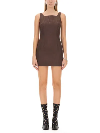 Marine Serre Mini Dress In Brown