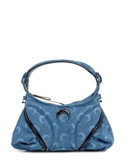 Marine Serre Moon Laser Futura Denim Mini Bag In Light Blue