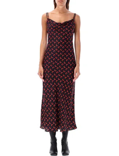 Marine Serre Moon Flou Long Slip Dress In Multicolor