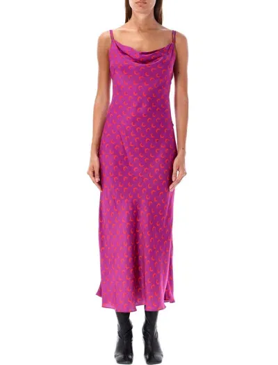 Marine Serre Moon Flou Long Slip Dress In Pink