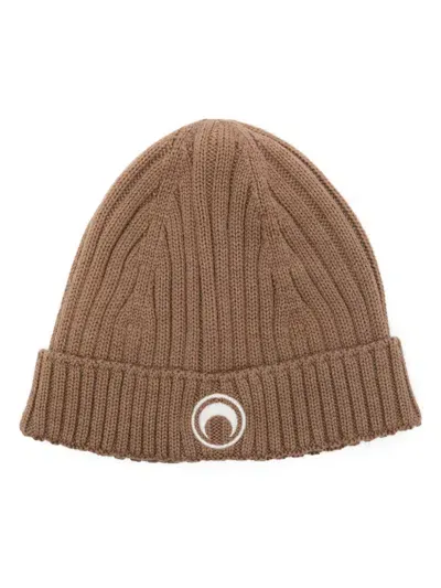 Marine Serre Moon Logo Knit Beanie In Brown