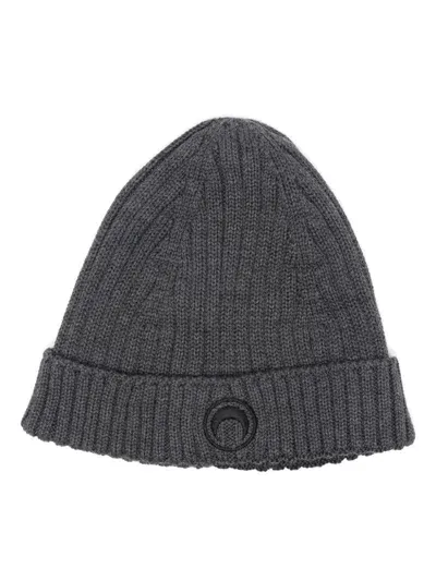 Marine Serre Moon Logo Knit Beanie In Grey