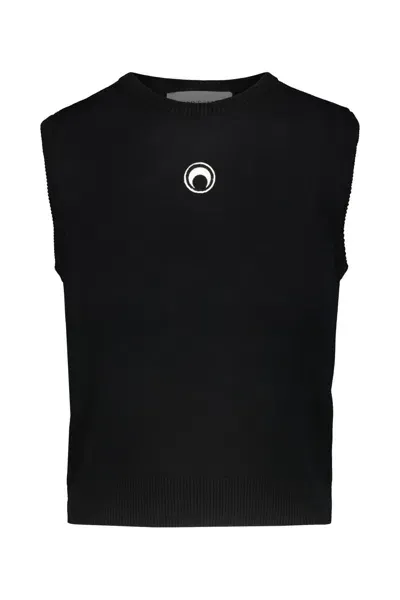 Marine Serre Moon Logo Knit Vest In Schwarz