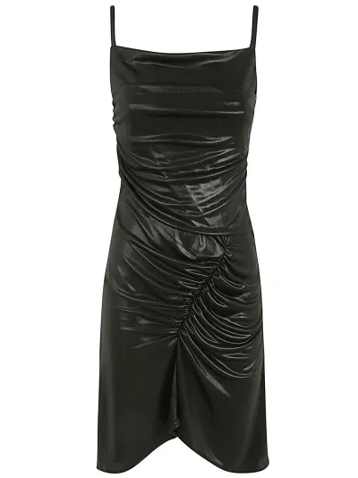 Marine Serre Regenerated Drapped Pleated Dress In Black