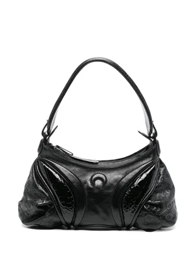 Marine Serre Stardust Leather Shoulder Bag In Schwarz