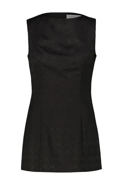 Marine Serre Tailored Mini Dress In Moon Diamant Jacquard Clothing In Black