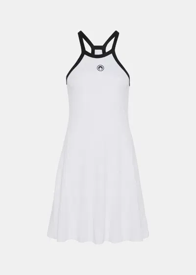 Marine Serre Crescent Moon-embroidered Mini Dress In White