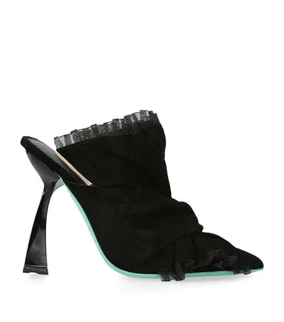 Marion Ayonote Suede Prima Donna Mules 100 In Black