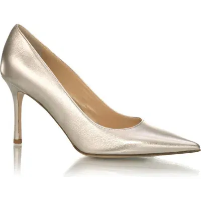 Marion Parke Classic Pointed Toe Pump In Beige Metallic