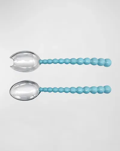 Mariposa Pearled Salad Servers Set In Aqua