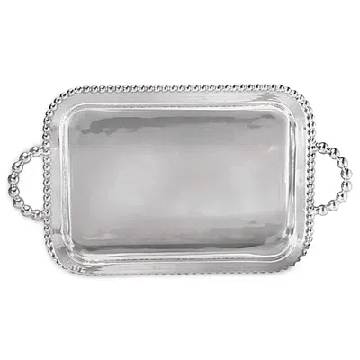 Mariposa Pearled Service Tray In Silver