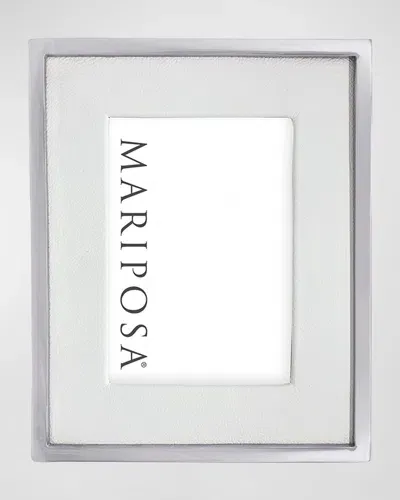 Mariposa Leather Photo Frame With Metal Border, 5" X 7" In White