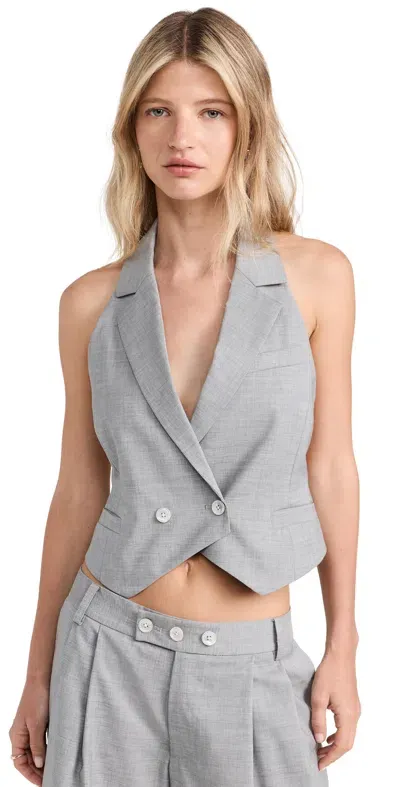 Marissa Webb Ava Open Back Cropped Tuxedo Vest Dove Grey