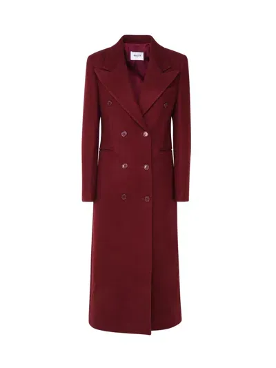 Mariuccia Milano Long Double-breasted Wool Coat In Bordeaux