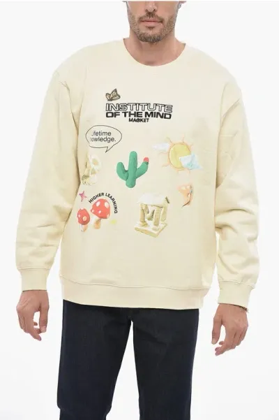 Market Printed Cotton Crew-neck Sweatshirt In White