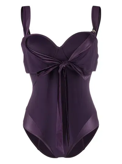 Marlies Dekkers Badeanzug Mit Schleifenverschluss In Purple