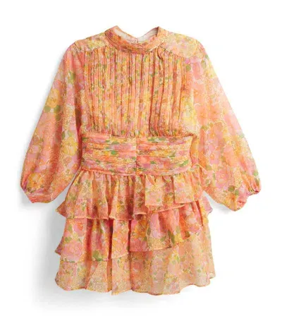 Marlo Kids' Floral-print Mini Dress In Orange