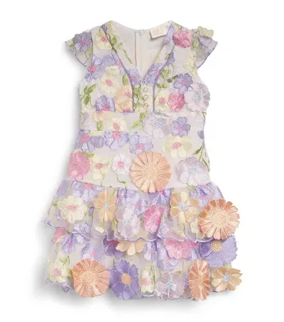 Marlo Kids' Embroidered Floral Amara Dress In Purple