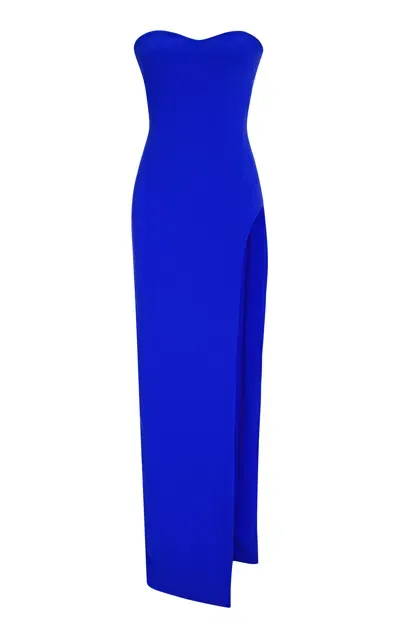 Marmar Halim Corseted Crepe Gown In Blue