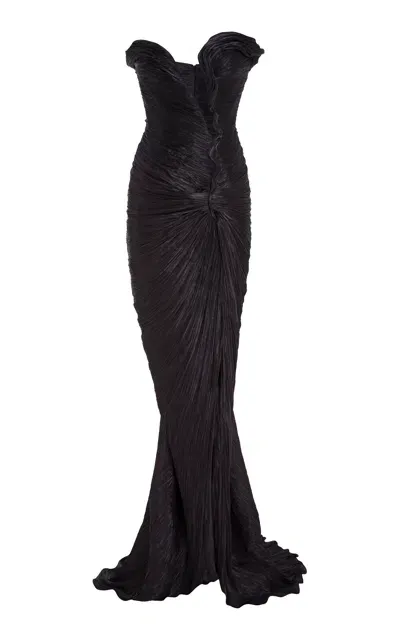 Marmar Halim Cutout Silk Slit Gown In Black