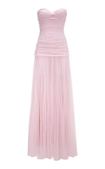 Marmar Halim Sequined Embroidered Tulle Dress In Pink