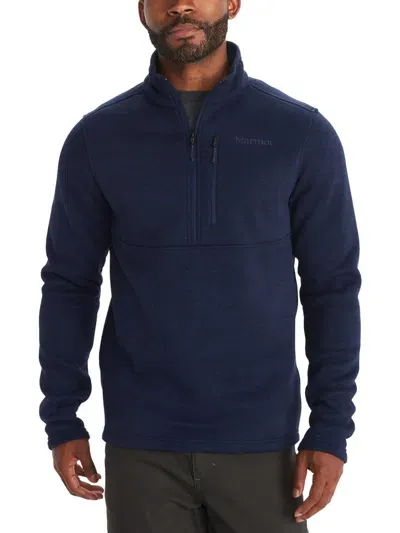 Marmot Mens Drop Line 1/2 Zip Sweater Fleece Jacket In Blue