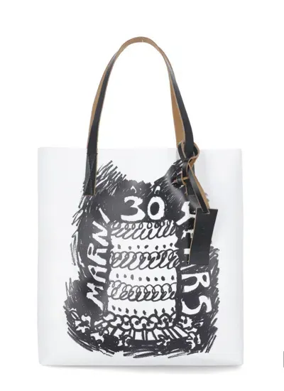 Marni 30th Anniversary Print Two-toned Tribeca Tote Bag In Black