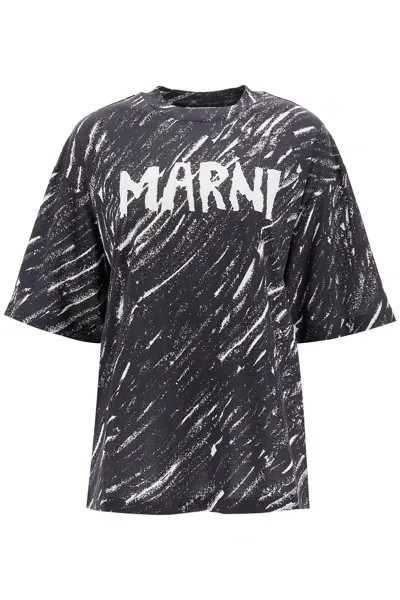 Marni Abstract Pattern Logo T-shirt With