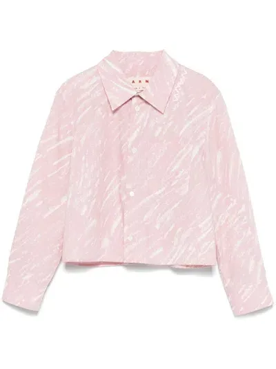 Marni Abstract-print Shirt In Pink