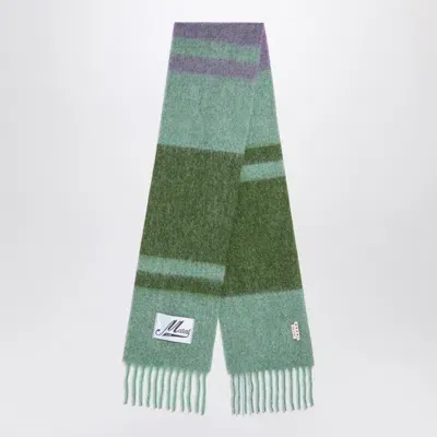 Marni Alpaca And Mohair Scarf With Stripes Green Kiwi