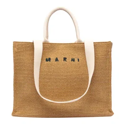 Marni Fabric Rafia Effect Shopping Bag In Z0r42