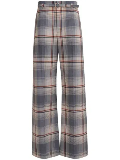 Marni Belted Check-print Trousers In Multicolour