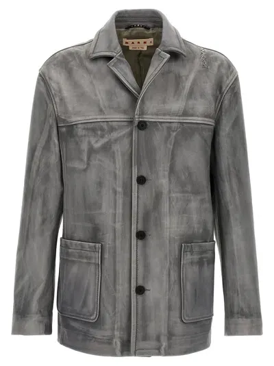 Marni Biker Casual Jackets, Parka Gray In Grey