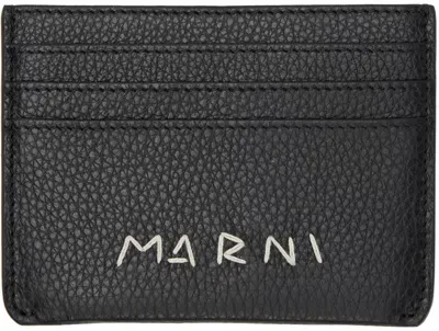 Marni Black Leather '' Mending Card Holder In 00n99 Black