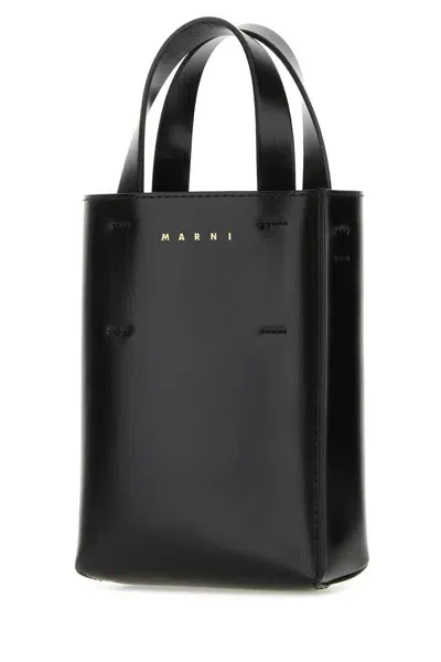 Marni Museo Nano Leather Tote Bag In Black