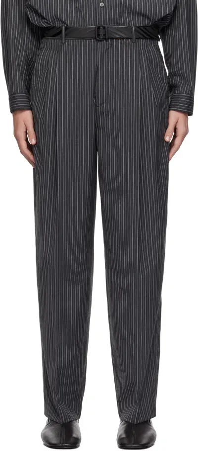 Marni Black Pinstripe Wool Trousers In Stn99 Black