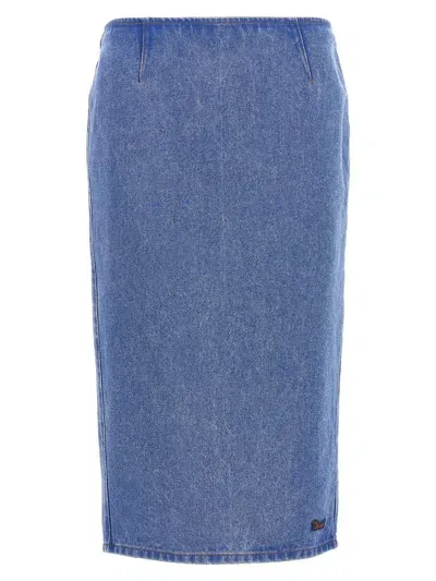 Marni Bleached Coated Skirt In Blue