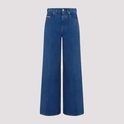 Marni Denim Wide Leg Mid Rise Jeans In Blue