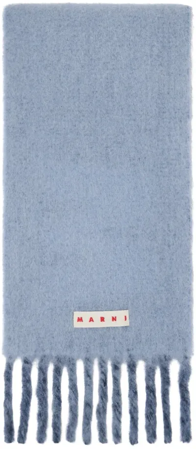 Marni Blue '' Logo Scarf In Jqb21 Light Blue