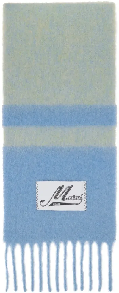 Marni Blue Striped Scarf In Stb47 Lake