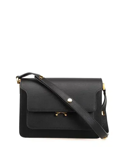 Marni Black Saffiano Leather Shoulder Bag In Negro