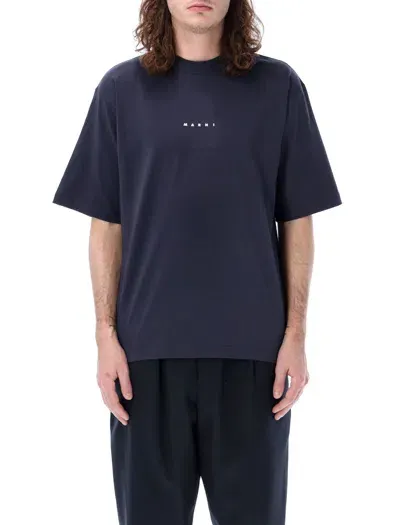 Marni Navy Printed T-shirt In Blue