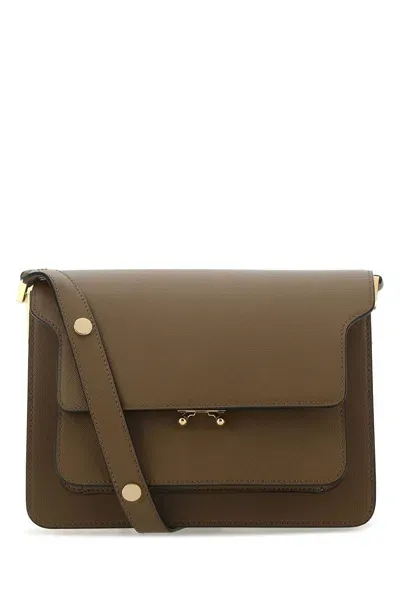 Marni Brown Leather Trunk Shoulder Bag