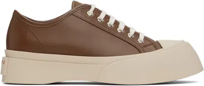 Marni Brown Nappa Leather Pablo Sneakers In 00m28 Cigar