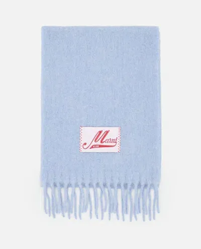 Marni Brusched Alpaca Scarf In Blue