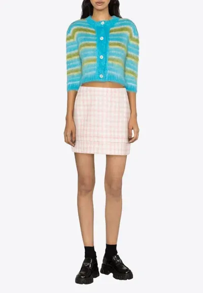 Marni Brushed Striped Cardigan In Blue