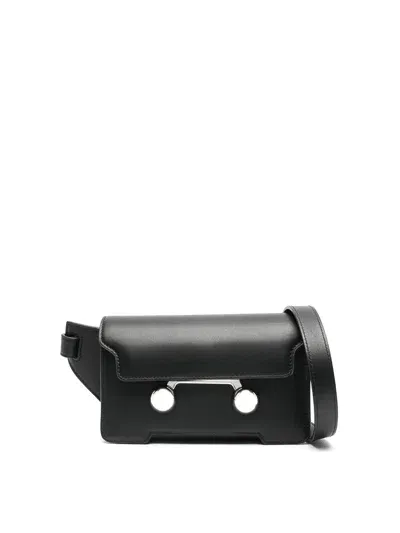 Marni Trunkaroo Leather Messenger Bag In Black