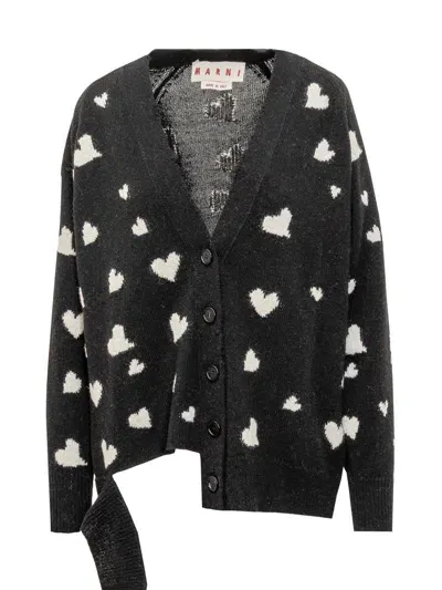 Marni Bunch Of Hearts Cardigan In Black